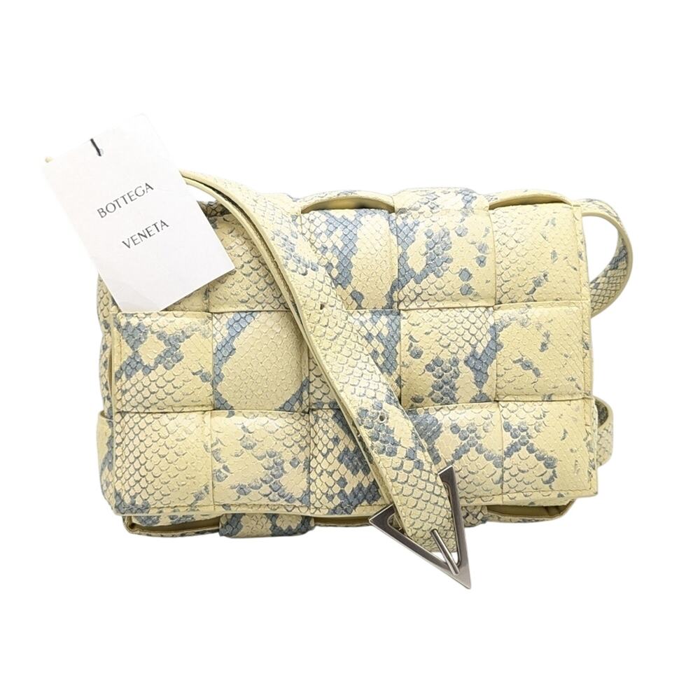 NWT Bottega Veneta Snake Embossed Leather Padded Cassette Crossbody Flap Bag